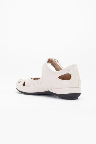 Kadın Günlük Ortopedik Ayakkabı Bej Büyük Numara Kafes Model Bantlı - Resim 5