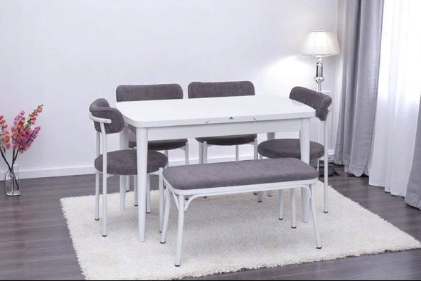 Nehir Alfa Banklı Lak Panel Açılır Mutfak Masa Takımı 75x130cm - 2