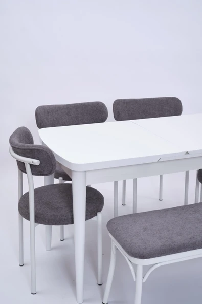 Nehir Alfa Banklı Lak Panel Açılır Mutfak Masa Takımı 75x130cm - 3