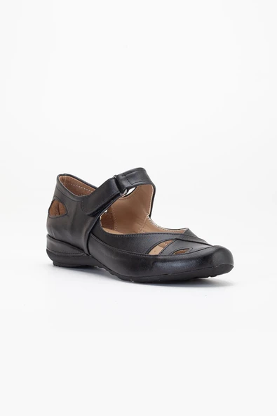 Kadın Günlük Ortopedik Ayakkabı Siyah Büyük Numara Kafes Model Bantlı - Resim 4