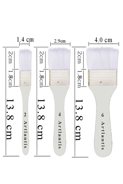 Beyaz Saplı 3 lü Sentetik Zemin Fırçası 1 Paket 2 4 6 Numara Beyaz Zemin Fırçası Yağlı Boya Akrilik Boya Badana Guaj - Resim 3