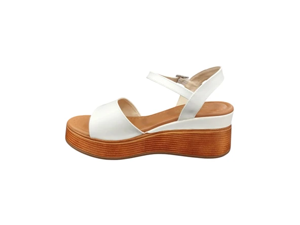 Ventes 7920790Z 7 cm Dolgu Topuk Tek Bant Yumuşak İç Pedli Günlük Kadın Sandalet - 2