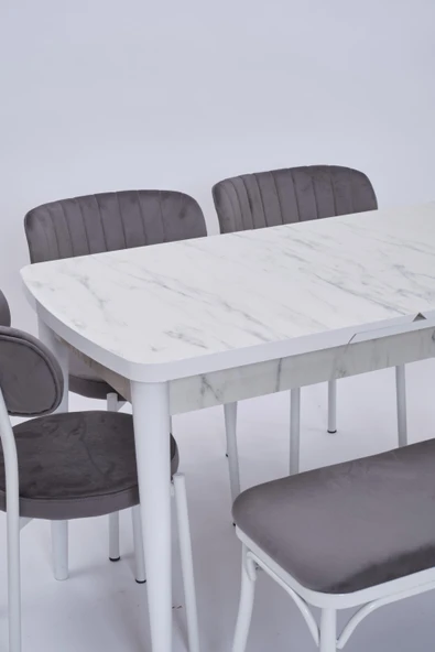 Nehir Beta Banklı Lak Panel Açılır Mutfak Masa Takımı 75x130cm - 3