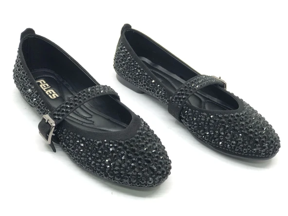 Feles Taş Detaylı Kadın Babet Ayakkabı - Resim 3