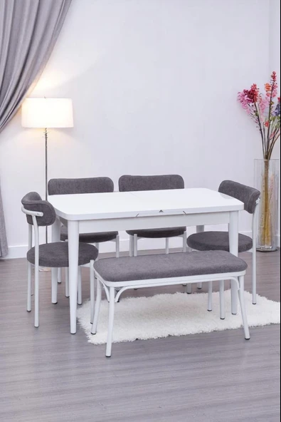 Nehir Alfa Banklı Lak Panel Açılır Mutfak Masa Takımı 75x130cm