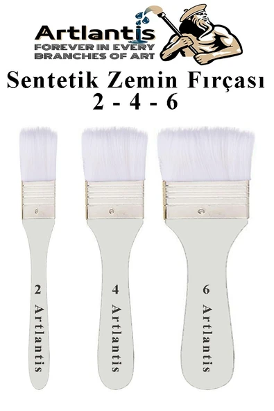 Beyaz Saplı 3 lü Sentetik Zemin Fırçası 1 Paket 2 4 6 Numara Beyaz Zemin Fırçası Yağlı Boya Akrilik Boya Badana Guaj ürün görseli