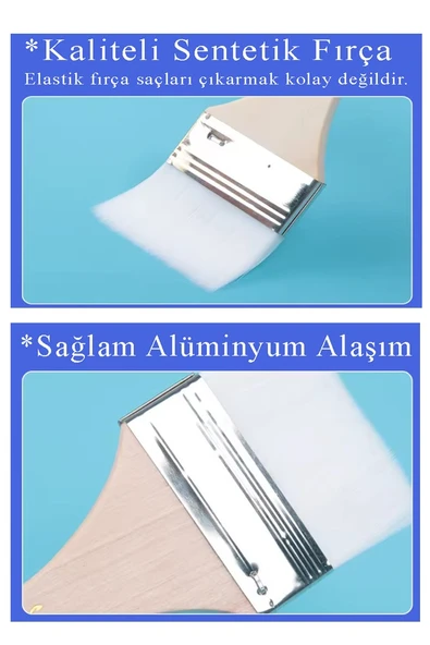 Beyaz Saplı 3 lü Sentetik Zemin Fırçası 1 Paket 2 4 6 Numara Beyaz Zemin Fırçası Yağlı Boya Akrilik Boya Badana Guaj - Resim 4