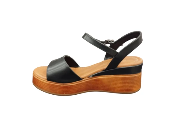 Ventes 7920790Z 7 cm Dolgu Topuk Tek Bant Yumuşak İç Pedli Günlük Kadın Sandalet - 10