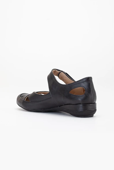 Kadın Günlük Ortopedik Ayakkabı Siyah Büyük Numara Kafes Model Bantlı - Resim 5