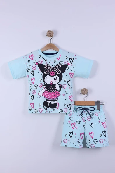 Kuromi Baskılı Kız Çocuk Şortlu Takım 3/6 yaş
