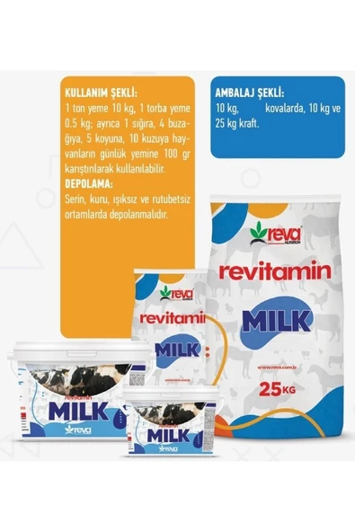 Hs Tarım Revitamin Milk Süt Verim Artırıcı Hayvan Yem Katkısı 25 KG Kraft - 4