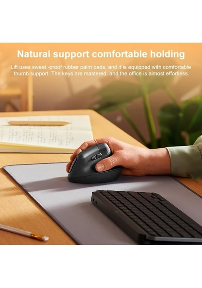 Logitech Lift Vertical Kablosuz Çift Modlu Mouse - 12
