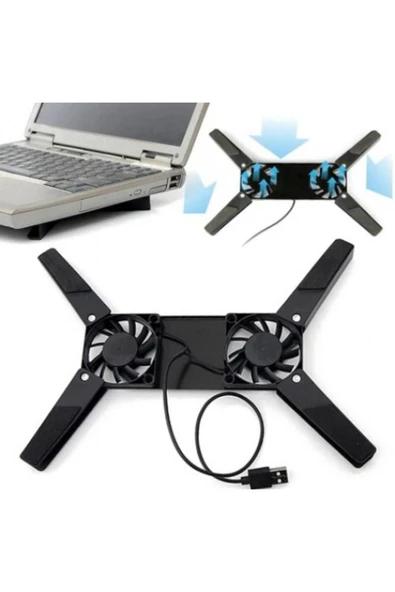 Katlanabilir Laptop Soğutucu - 2 Fanlı Portatif ve Verimli Soğutma Sağlayan Ergonomik Tasarım - 3