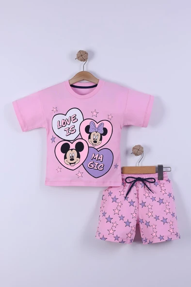 Yıldız Baskılı Kız Çocuk T-Shirt Şort Takım 3/6 yaş