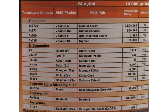 Hs Tarım Revitamin Eco Milk Büyük ve Küçükbaş Hayvan Vitamin Mineral Premiks 25 KG Kraft - 6