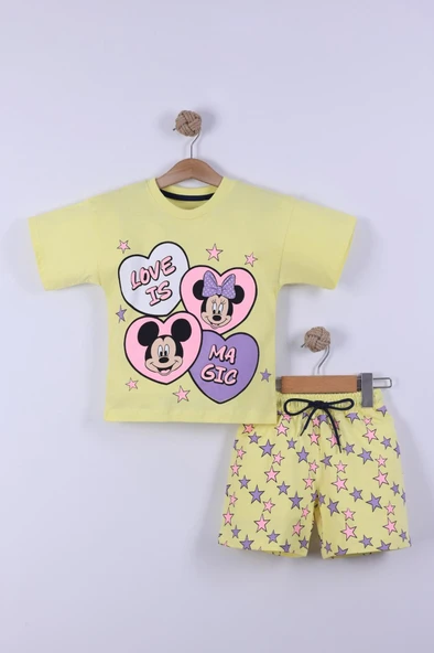 Yıldız Baskılı Kız Çocuk T-Shirt Şort Takım 3/6 yaş