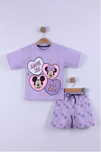 Yıldız Baskılı Kız Çocuk T-Shirt Şort Takım 3/6 yaş - 4