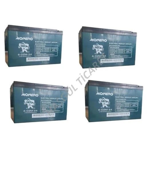 Hsgl Elektrikli Bisiklet Şarj Edilebilir Jelli Akü Batarya 4 x 12v 24AH /2hr 6-DZM-24 4 adet akü monero