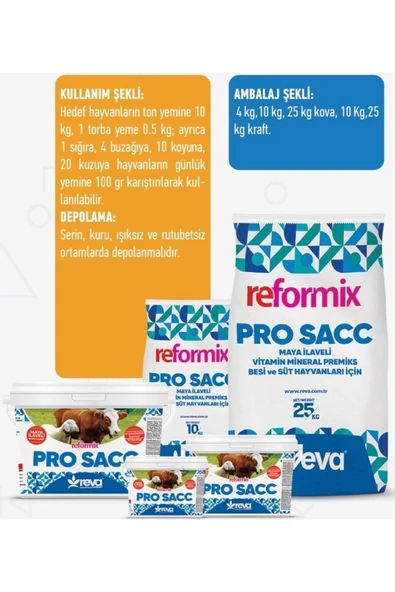 Hs Tarım Reformix Pro Sacc Hayvan Süt-Vitamin-Mineral Takviyesi 4 KG Kova - 5