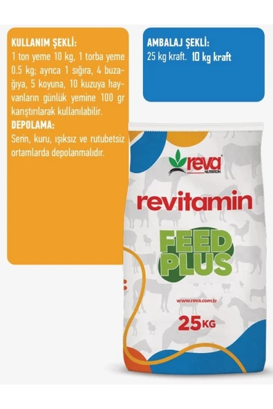 Hs Tarım Revitamin Feed Plus - Et ve Süt Verim Artırıcı Yem Katkı 25 KG Kraft - 4