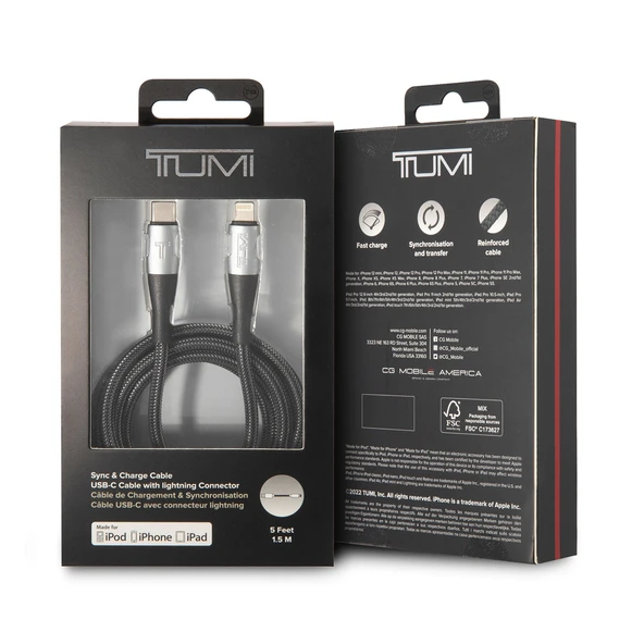 TUMI Hızlı Şarj Özellikli Naylon Örgü Tasarım Lightning To Type-C PD Kablo 1.5M MFI Lisanslı - 4