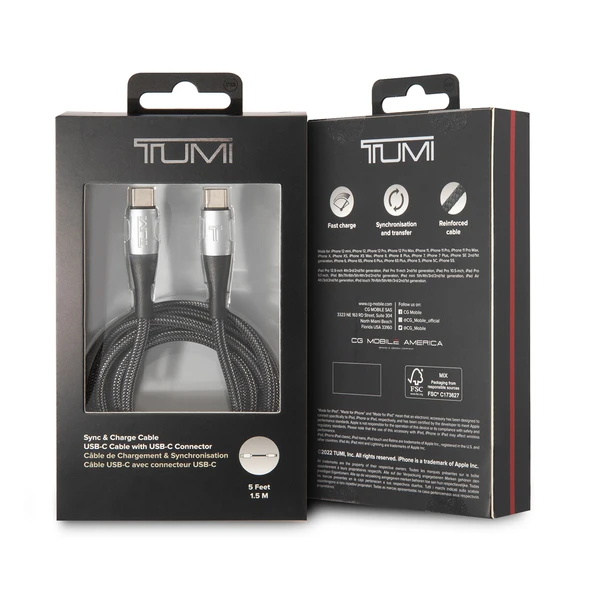 TUMI Hızlı Şarj Özellikli Naylon Örgü Tasarım Type-C To Type-C PD Kablo 1.5M - 7