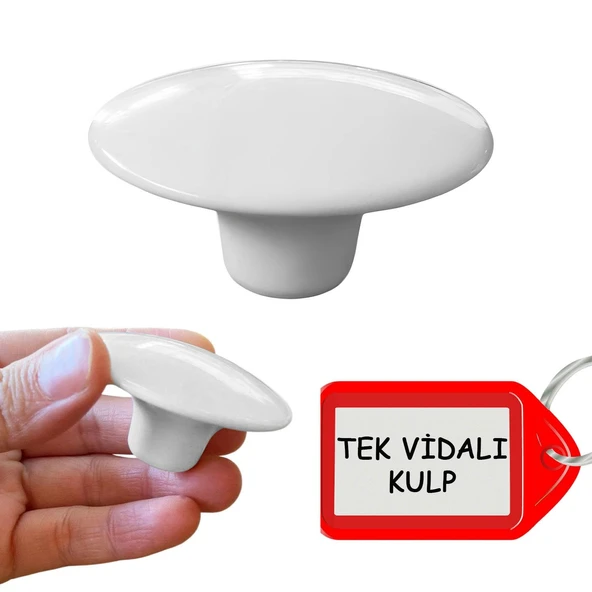 8 Adet Plastik Kulp Beyaz Bombeli Düğme Mobilya Mutfak Dolap Dolabı Tek Vidalı Çekmece Kulbu Kulpları - Resim 5
