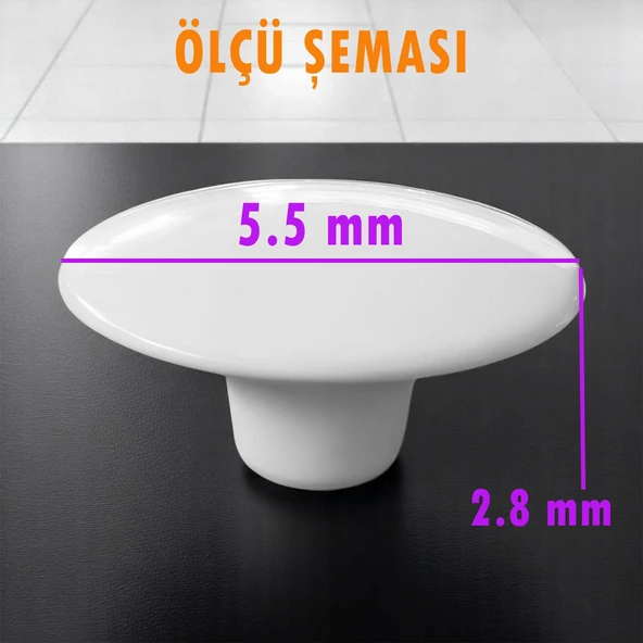 8 Adet Plastik Kulp Beyaz Bombeli Düğme Mobilya Mutfak Dolap Dolabı Tek Vidalı Çekmece Kulbu Kulpları - Resim 3