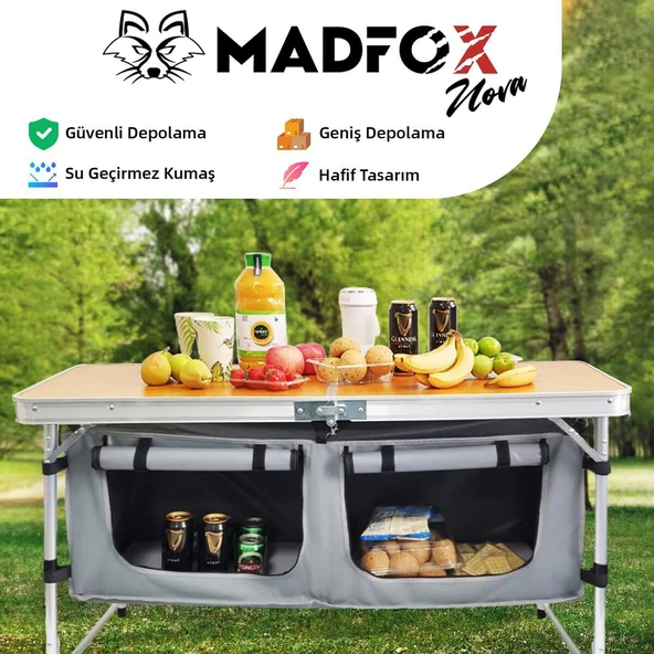 Madfox Nova Katlanır Kamp Masası Ahşap - 6