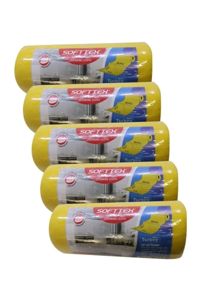 Technow Softtex 15 Kesimli Sarı Kopar Kullan Rulo Temizlik Bezi 27x30 Cm 5 Adet - 2