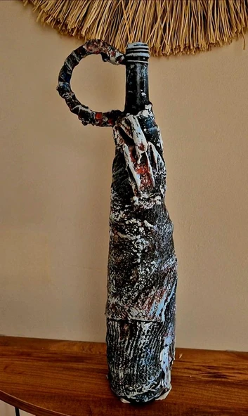 El Yapımı Polyester Doğaçlama Vazo 56x16cm - 5