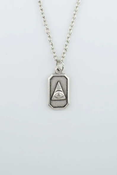 Minimal Göz Gümüş Kaplama Düz Zincir Kolye ürün görseli 1