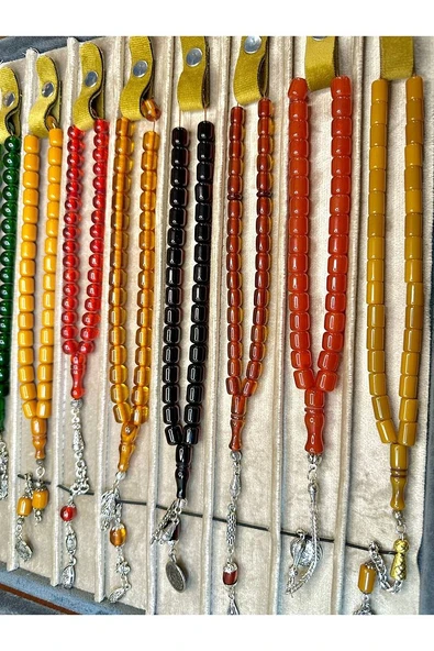3 ADET KALİTELİ TOZ KEHRİBAR TESBİH KARIŞIK RENK VE MODEL T-470 - 3