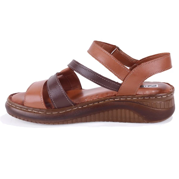 Dagoster DZA07-770404 Taba Günlük Ortopedik Deri Kadın Sandalet - 3