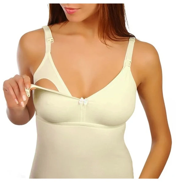 ASM1304 Kadın Annelik Duygusu Ten Rengi Penye Emzirme Atlet - 3