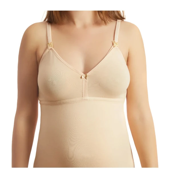 ASM1304 Kadın Annelik Duygusu Ten Rengi Penye Emzirme Atlet - 2