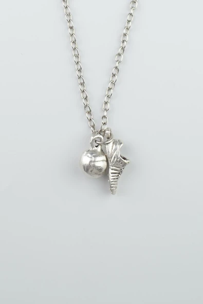 Futbol - Krampon - Top Gümüş Kaplama Düz Zincir Kolye ürün görseli 1