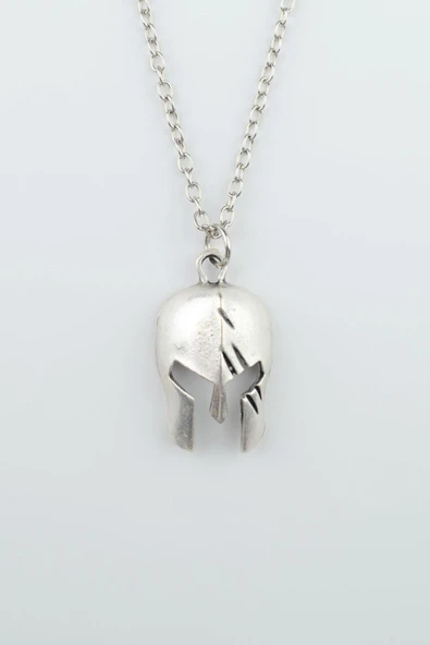 Gladyatör Miğfer Gümüş Kaplama Düz Zincir Kolye ürün görseli 1