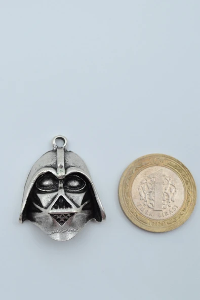 Star Wars - Darth Vader Gümüş Kaplama Düz Zincir Kolye - Resim 4