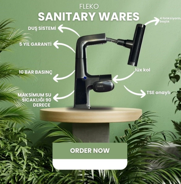 FLEKO LİGHT LAVABO BATARYASI DERECE GÖSTERGELİ