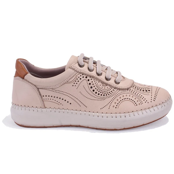 Dagoster DZA07-1236030 Bej Ortopedik Günlük Deri Kadın Ayakkabı - Resim 2