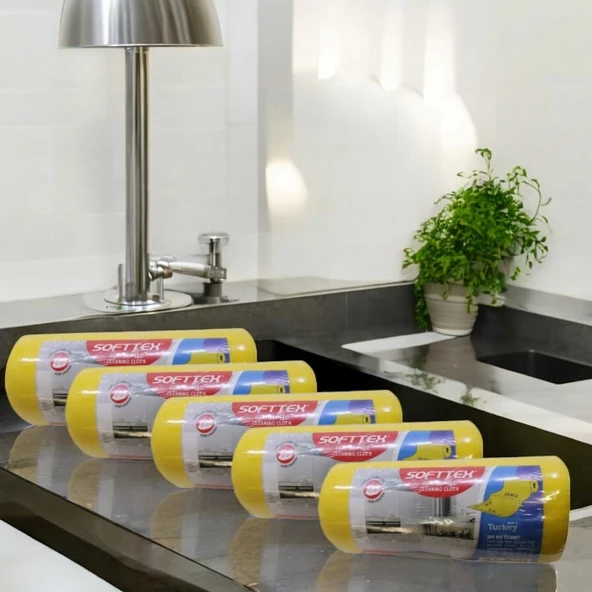 Technow Softtex 15 Kesimli Sarı Kopar Kullan Rulo Temizlik Bezi 27x30 Cm 5 Adet