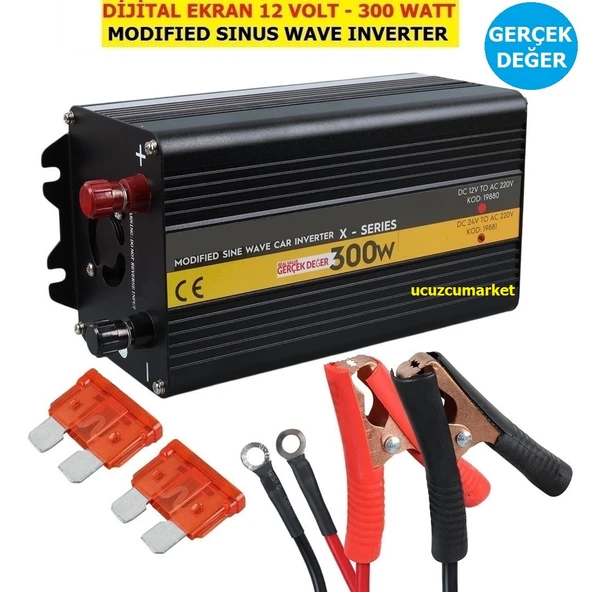 12 VOLT - 300 WATT MODIFIED SINUS WAVE GERÇEK DEĞER INVERTER (12V - 220V Çevirici)