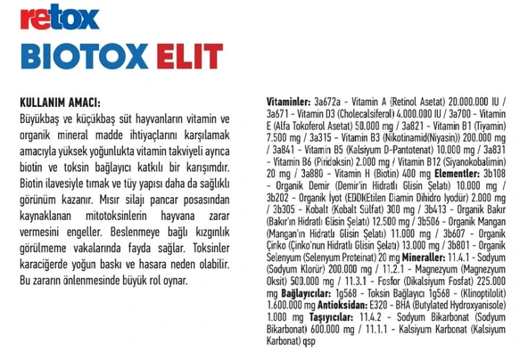 Hs Tarım Retox Biotox Elit 25 Kg Kraft - Hayvan Kızgınlık Artırıcı - Tırnak Problemi Önleyici - 2