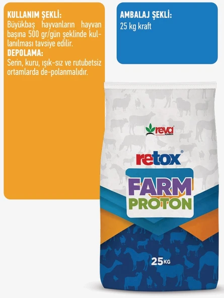 Hs Tarım Retox Farm Proton Vitamin-Organik ve İnorganik Mineral Hayvan Yem Katkı 25 Kg - 4