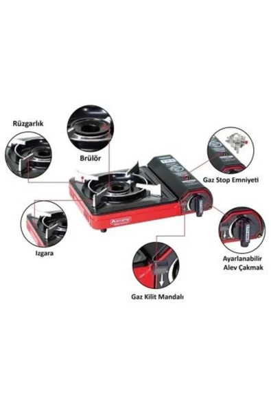Orcamp Portatif Kamp Ocağı Kırmızı Ck-505 - Resim 2