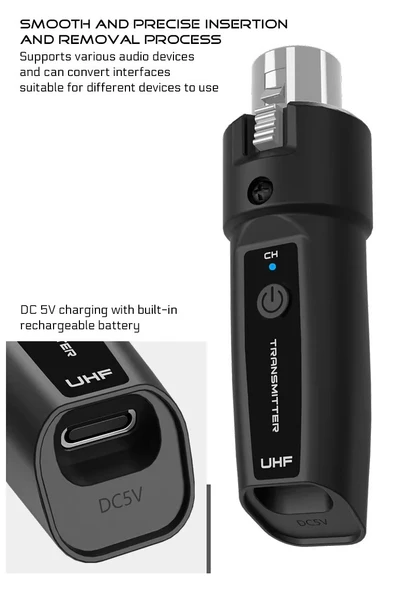 UHF Kablosuz Mikrofon Dönüştürücü (Kablolu El Mikrofonlarını UHF Telsiz Mikrofona Çeviren Adaptör) - 4