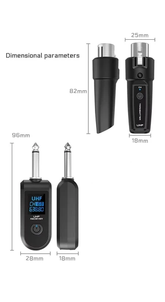UHF Kablosuz Mikrofon Dönüştürücü (Kablolu El Mikrofonlarını UHF Telsiz Mikrofona Çeviren Adaptör) - 5