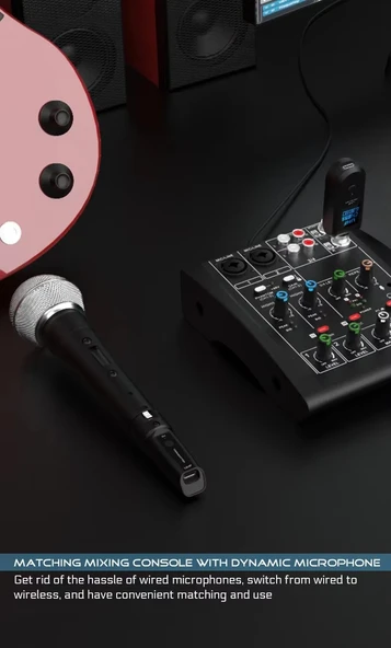 UHF Kablosuz Mikrofon Dönüştürücü (Kablolu El Mikrofonlarını UHF Telsiz Mikrofona Çeviren Adaptör) - 3