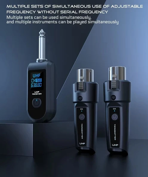 UHF Kablosuz Mikrofon Dönüştürücü (Kablolu El Mikrofonlarını UHF Telsiz Mikrofona Çeviren Adaptör)